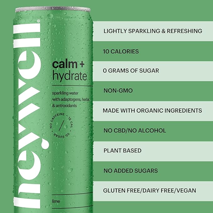 Heywell Sparkling Adaptogenic Drink, Hydration Variety Pack, 12 Fluid Ounce (Pack of 12) - Organic, Non GMO, Vegan, Gluten Free, Dairy Free