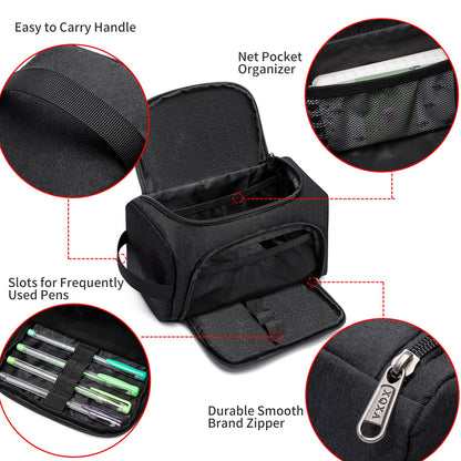 XQXA Large Capacity Pencil Case Organizer Multifunctional Travel Pen Bag Black