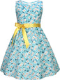 Girls Floral Cotton Dress - Sleeveless Summer Dress with Zipper Closure