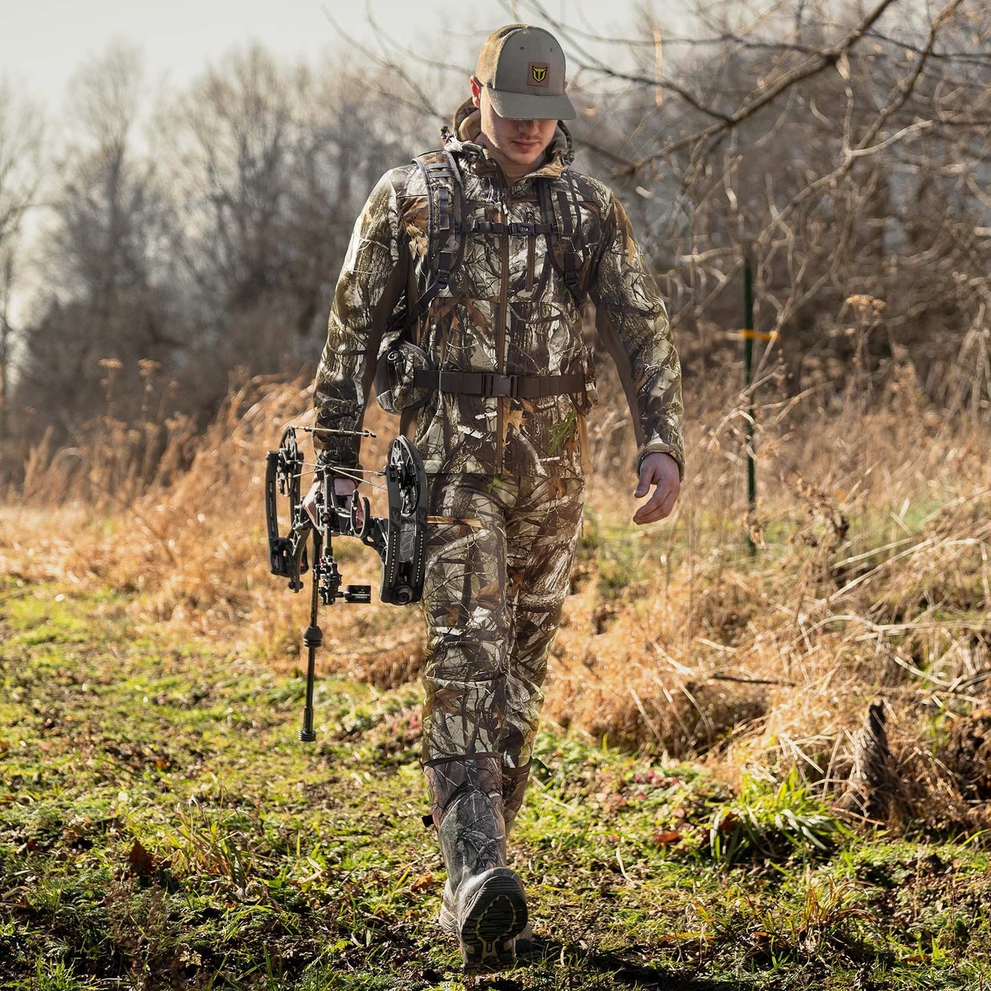 TIDEWE Hunting Clothes for Men with Fleece Lining, Safety Strap Compatible Water Resistant Silent Hunting Jacket and Pants