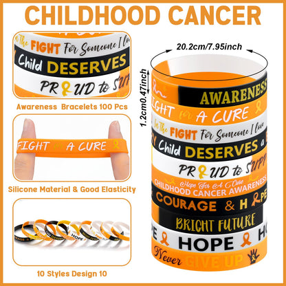 PullCrease Childhood Cancer Awareness Kit 400 Pcs Gold Ribbon Pens Bracelets