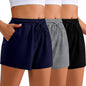 Women Sweat Shorts 3-Pack - High Waist Athletic Lounge Shorts with Pockets