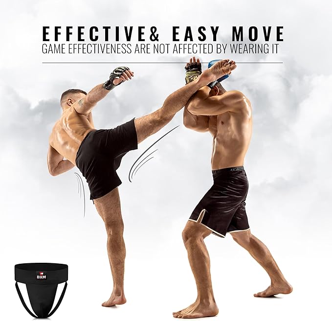 DXM SPORTS Groin Protector Cup Men, Boxing Kickboxing MMA Muay Thai Sparring Groin Guard, Ventilated Adjustable, Karate Fighting Training, Underwear Jiu Jitsu BJJ Protection