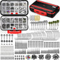 PLUSINNO 253/387pcs Fishing Gear Accessories Kit, Fishing Tackle Box with Tackle Included, Fishing Hooks, Fishing Weights Sinkers, Spinner Blade, Fishing Equipment for Bass Trout Bluegill Crappie