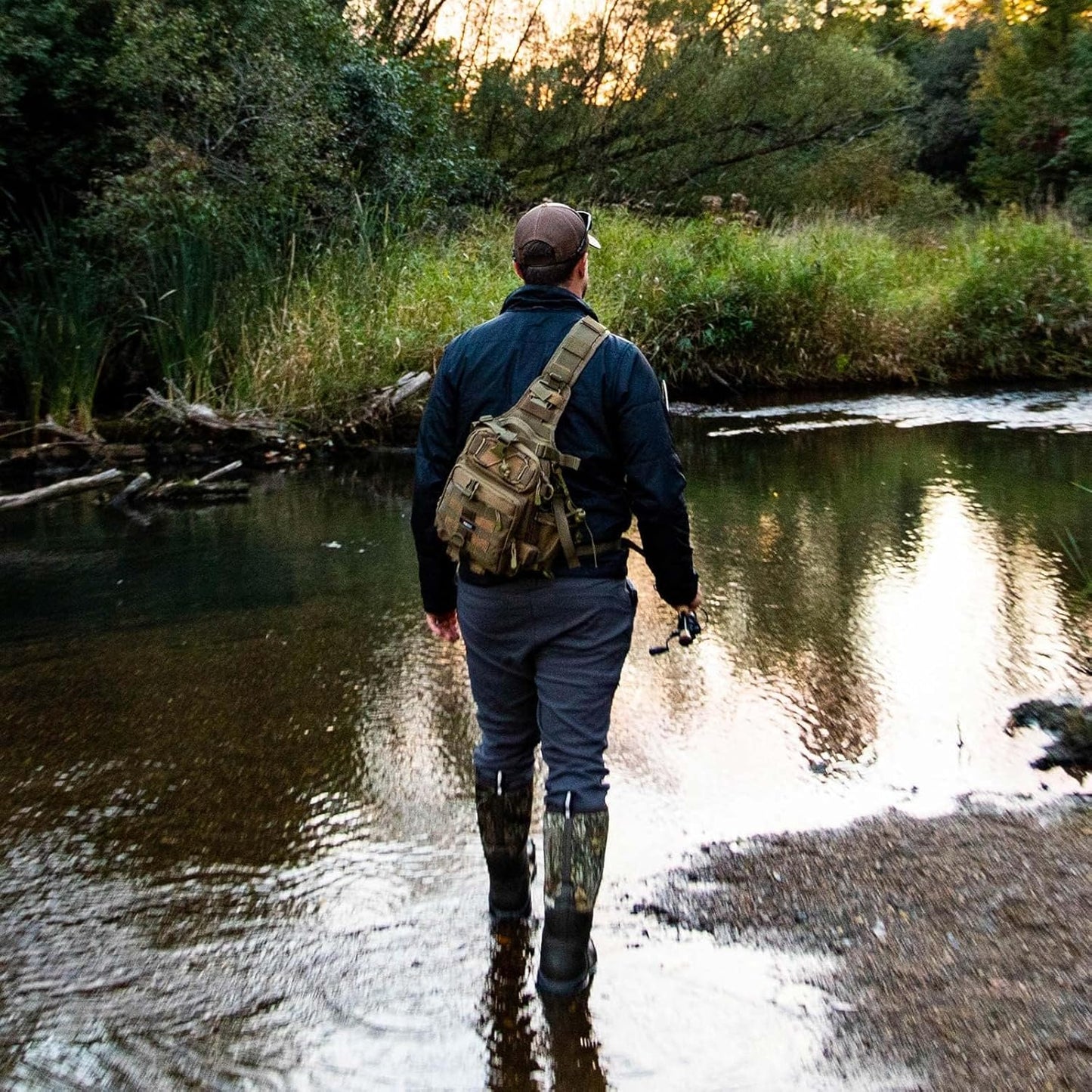 Piscifun Fishing Backpack with Rod Holder, Lightweight Sling Bag Storge Gear and Equipment
