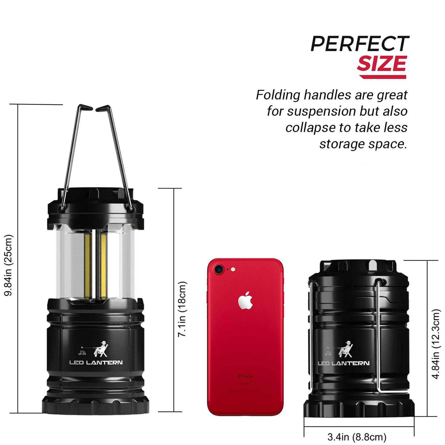 MalloMe LED Camping Lantern Flashlights 2 Pack & 4 Pack - Super Bright - 350 Lumen Portable Outdoor Lights (Black, Collapsible)