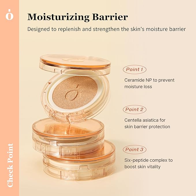 Skin Barrier Glow Cover Cushion, All-day Coverage, Glow Finish, Lightweight, Skincare-Like Texture, Non-cakey Makeup, Korean Cushion Foundation (#31N Sand, 0.49 oz)