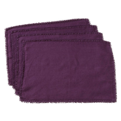 Fennco Styles Pomponin Collection Pom Pom Design 100% Linen Table Runner