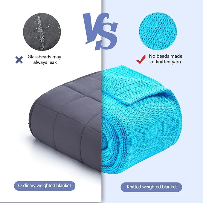 L'AGRATY Knitted Weighted Blanket - 50"x60", 10lbs Cooling Chunky Knit Heavy Blanket for Adults, Braided Crochet Throw, Thick Cable Yarn, No Beads, Evenly Weighted, Machine Washable