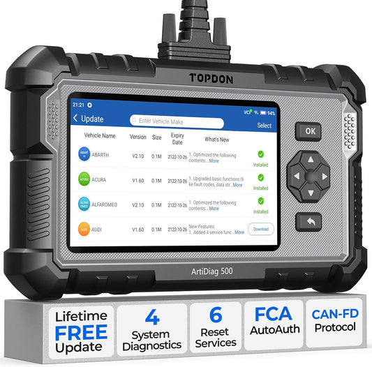 TOPDON AD500 OBDi TOPDON AD500 OBD2 Scanner Car Code Reader Scan Tool, Engine ABS SRS Transmission Diagnostics Tool, Oil/Throttle/SAS/TPMS/BMS/EPB Reset Car Scanner, Free Upgrade for DIY
