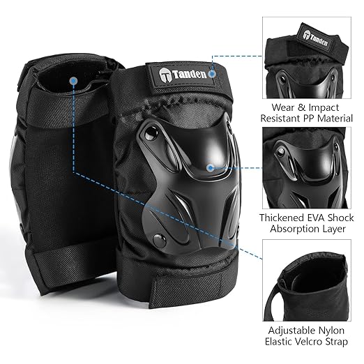 Skating Protective Gear Adult Youth Knee Pads and Elbow Pads Set, Skateboard Wrist Guards for Roller Skating Skateboarding Cycling Black