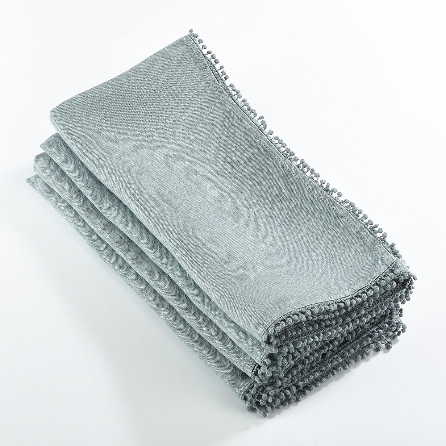 Fennco Styles Pomponin Collection Pom Pom Design 100% Linen Table Runner