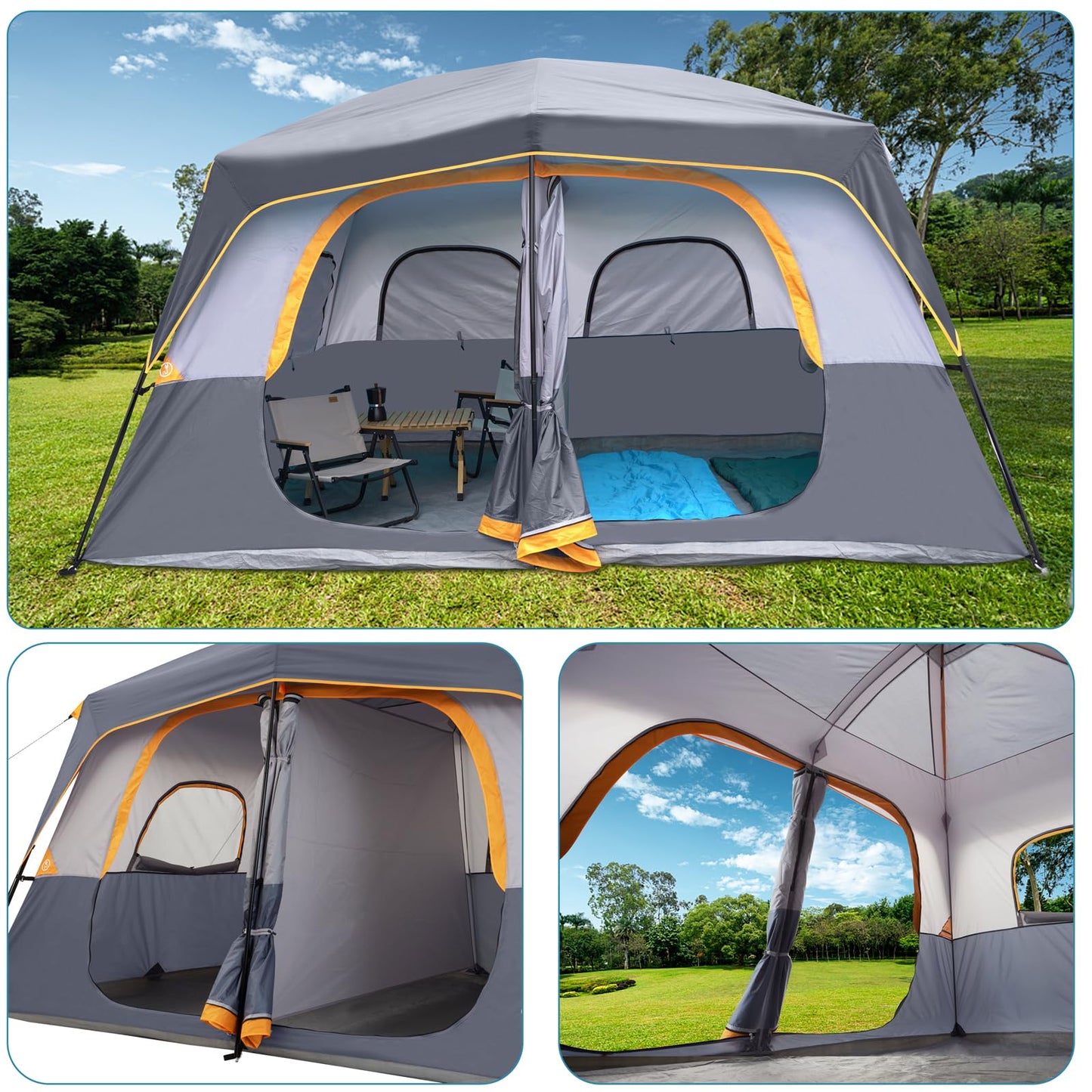 UNP 2/4/6/8 Person Tent, Portable Cabin Tent, Camping Tent 4-Person Easy Set Up, Waterproof with Top Rainfly for Outdoor Camping/Hiking | Easy Set Up, Waterproof, Top Rainfly