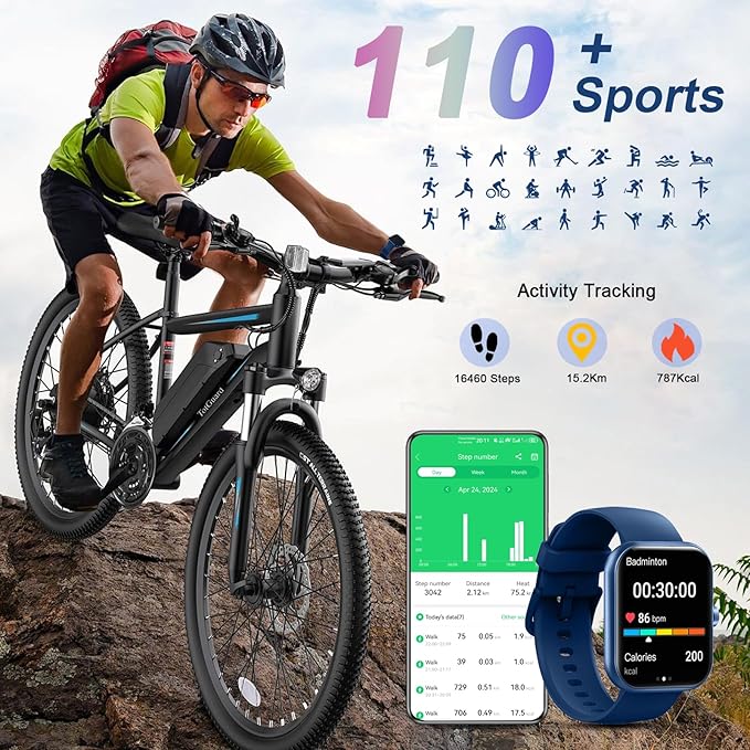 Smart Watch(Answer/Make Call), 1.96" HD Smartwatch for Men Women, 2025 Fitness Watch with 110+ Sport Modes/Heart Rate/Sleep Monitor/Pedometer, IP68 Waterproof Fitness Activity Tracker for Android iOS