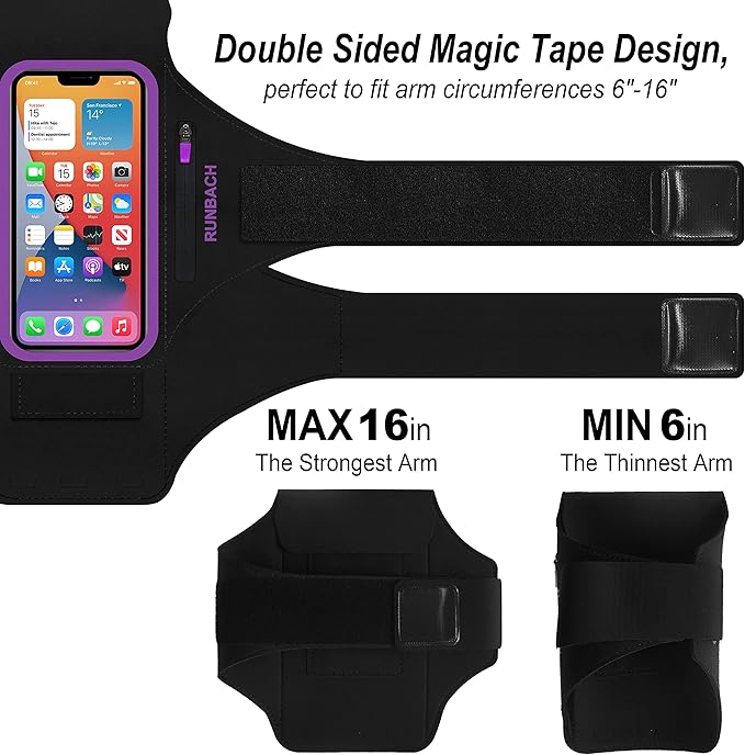 Armband for Samsung Galaxy S24 Ultra/S23 Ultra/S22 Ultra/S21 Ultra/S20 Ultra/S24+/S23+/S22+/S21+/S20+/S10+/S9+/S8+, with Zipper Pocket for for Galaxy Buds and Car Key(Purple)