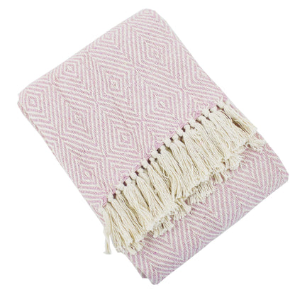 Fennco Styles Sevan Collection Soft 100% Cotton Diamond Weave Throw Blanket, 50" W x 60" L