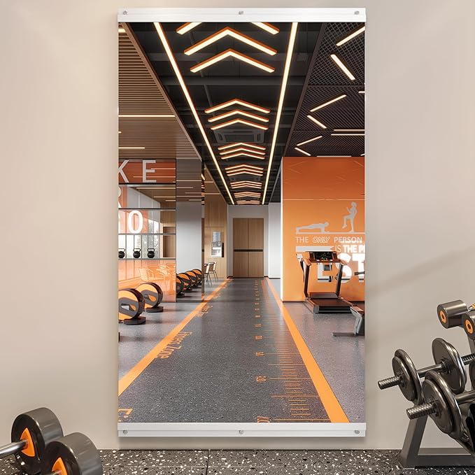 ROOMTEC Workout Mirrors for Home Gym 60"x26", Large Wall Mirror Full Length for Fitness, Yoga, Big Wall Mounted Frameless Glass Mirror for Garage, Dance Studio, Bedroom