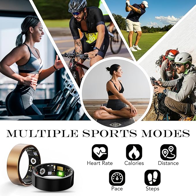 Smart Health Ring for Women Men Fitness Tracker with Heart Rate, Blood Oxygen, Blood Pressure, Sleep Monitoring, Step Counting, IP68 Waterproof for iPhone and Android, No APP Fee, Silver 11