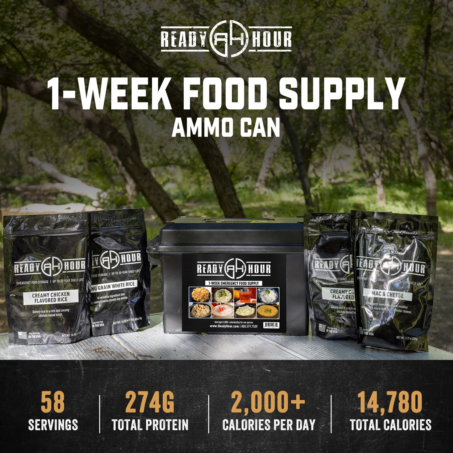 Ready Hour 72-Hour Emergency Food Kit Sample - Survival Meals Variety Pack for Disaster Prep, Freeze-Dried/Dehydrated Camping Food, Bug Out Bag MRE Alternative, Preparedness & Power Outage Supplies