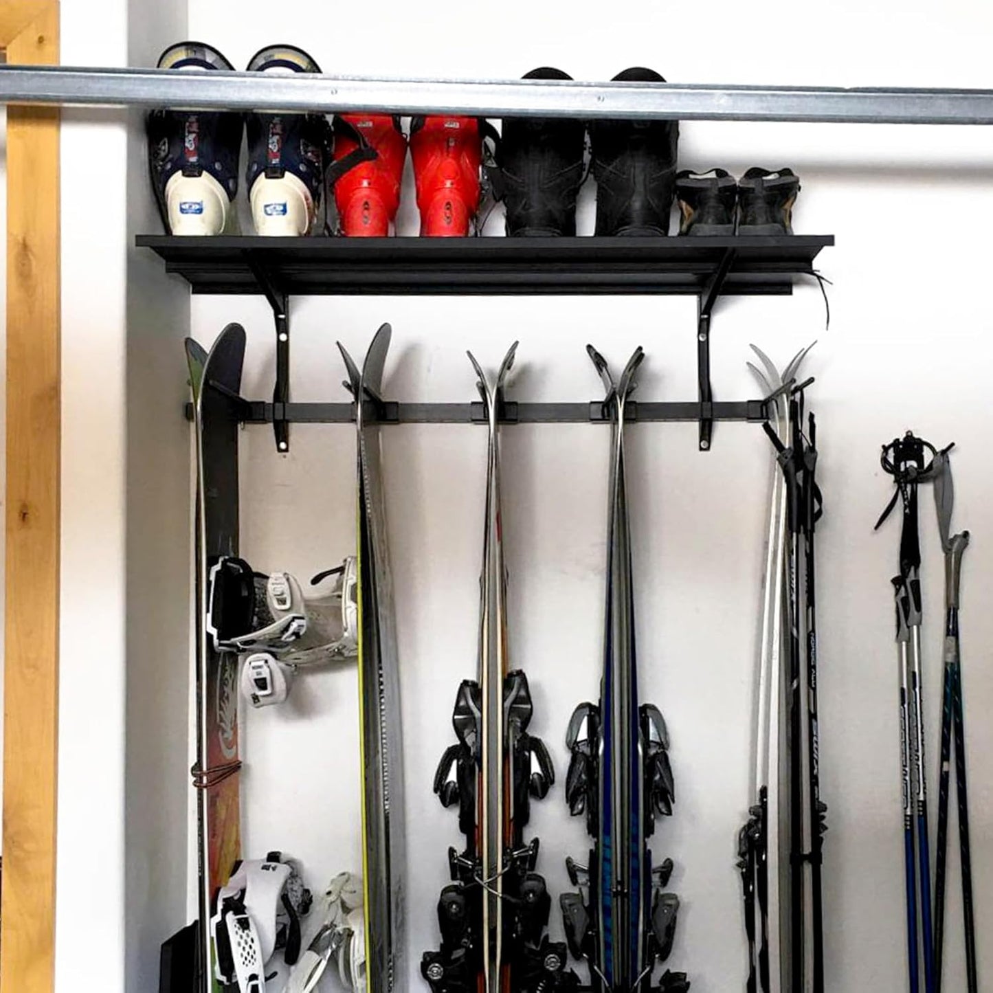 Solitude Ski Solid Shelf | Adjustable Wall Storage System | Holds 10 Pairs of Skis
