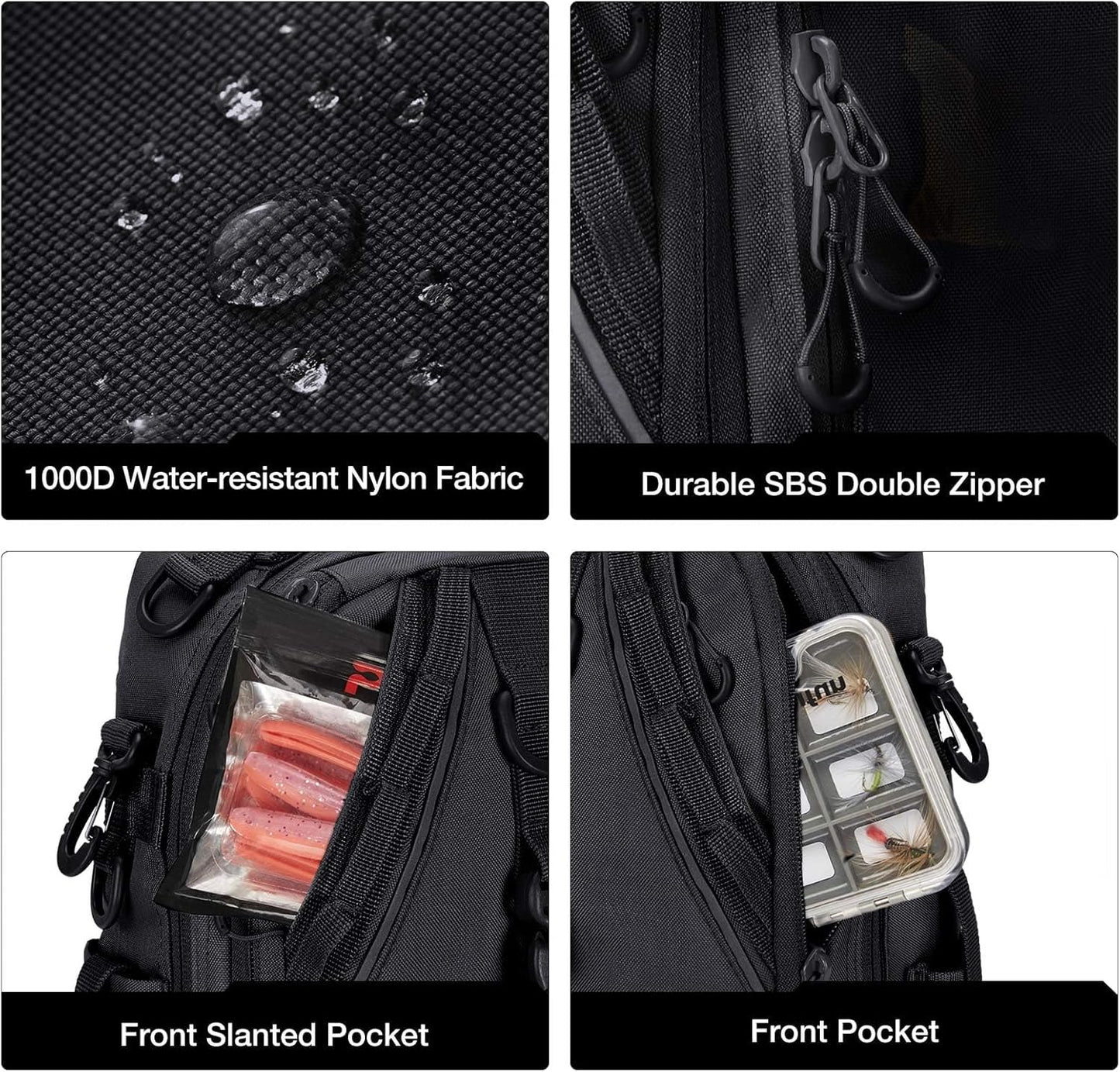 Piscifun Fishing Backpack with Rod Holder, Lightweight Sling Bag Storge Gear and Equipment