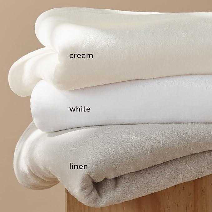 Bedsure Fleece Throw XL Blanket White - 300GSM Soft Lightweight Plush Cozy Blankets for Bed, Sofa, Couch, Travel, Camping, 50x70 inches