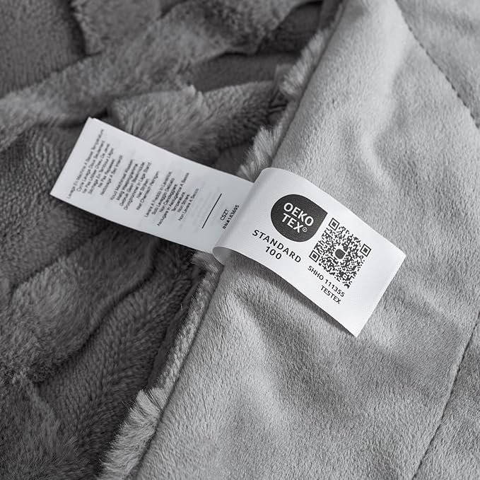Cozy Bliss Faux Fur Throw Blanket for Couch, Jacquard Fuzzy Plush Soft Thick Winter Throw Blanket for Sofa Bed Living Room Bedroom，60"x80" Grey