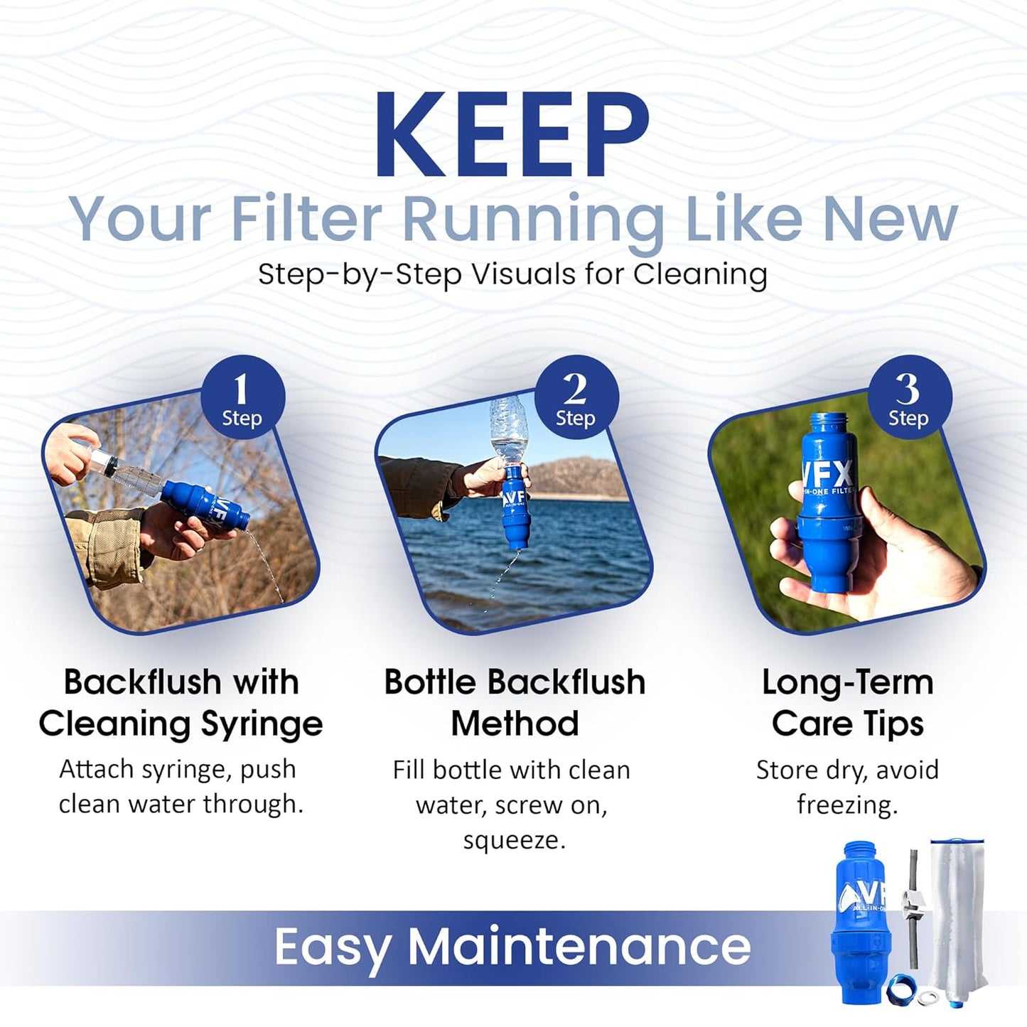 VFX All-in-One Portable Water Filter – Survival Water Purifier for Camping, Hiking, Backpacking, and Emergency Preparedness with Gravity System