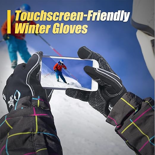 HANDLANDY Waterproof Insulated Work Gloves, 3M Thinsulate Thermal Winter Gloves for Men Women Touch Screen, Warm Ski Snowboard Cold Weather Gloves (Black, XX-Large)