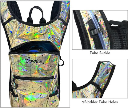 Reflective Hydration Backpack, Hydration Pack - Water Backpack with 2L/3L Hydration Bladder, Essential for Festivals - Rave Hydration Pack for Hiking, Running, Cycling, and Festivals