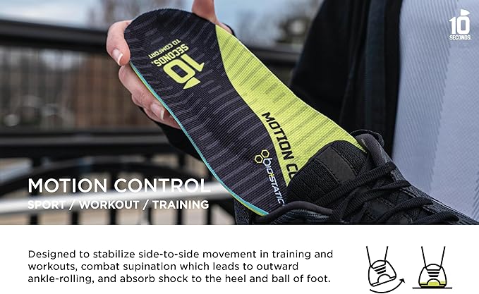 10 Seconds 3210 Motion Control Shoe Insoles, M 13 (2 Pack)