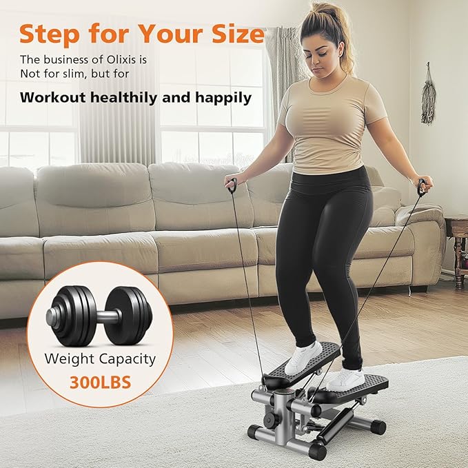 OLIXIS Steppers for Exercise at Home Workout Equipment, Mini Stepper Exercise Machine 300lbs, Twist Step with Resistance Bands, Cardio Weight Loss Equipment Home Fitness