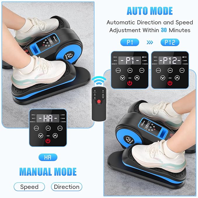 ANCHEER Under Desk Elliptical, Electric Leg Exerciser While Sitting for Seniors, Fully Assembled Motorized Ellipse Leg Exerciser Seated Elliptical Machine with 12 Adjustable Speeds