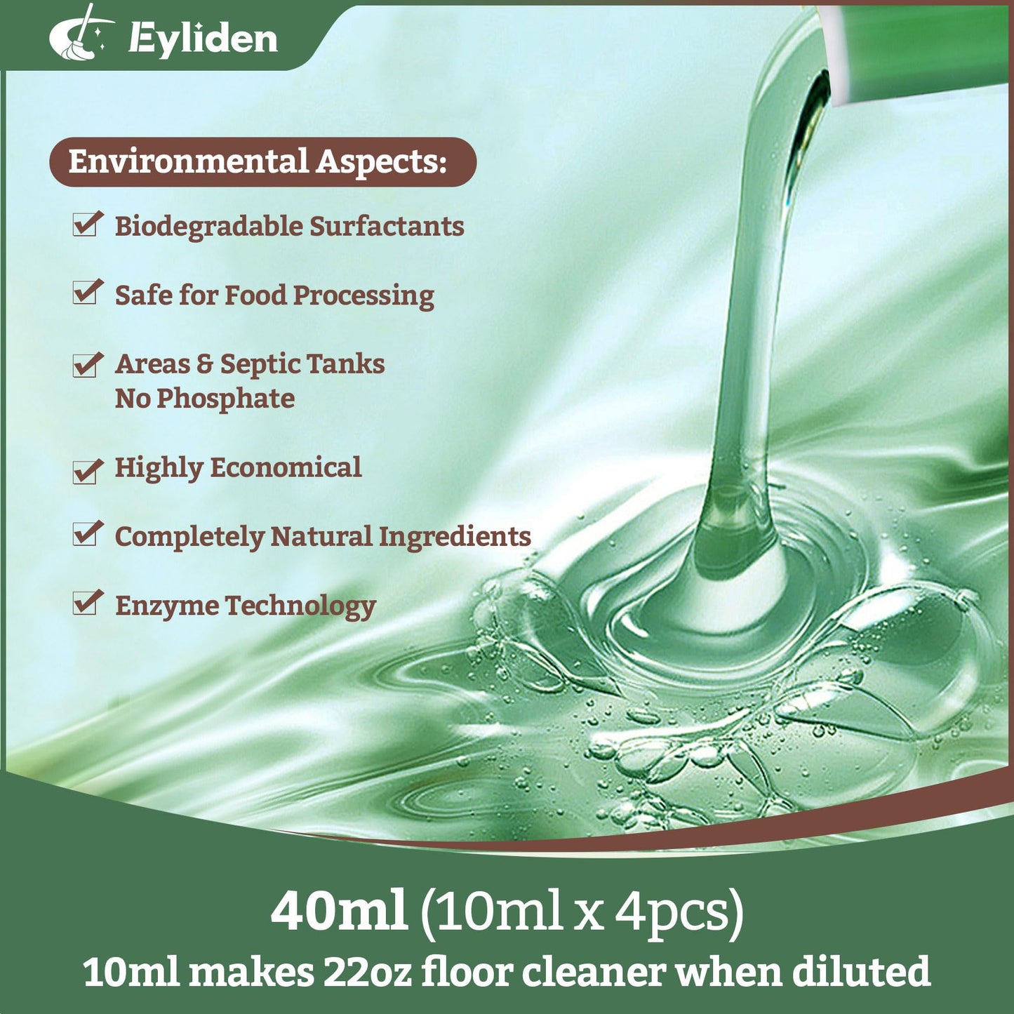 Eyliden Spray Mop Green+Grey with 40ml Bio-Enzyme Cleaner, 2 Microfiber Pads