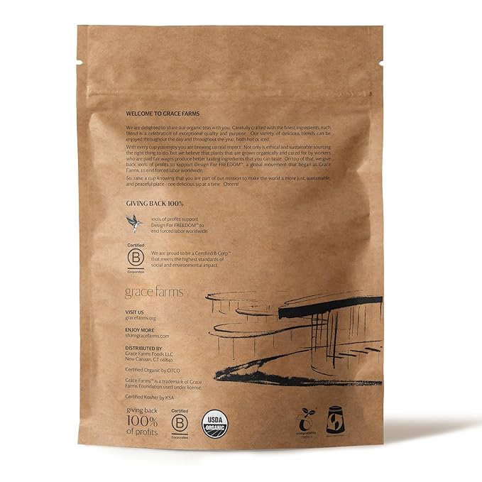 Grace Farms Organic English Breakfast Black Tea, 50 Sachet Pouch | Fairtrade & Kosher |Gives Back 100% of Profits