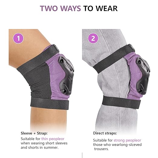 Skating Protective Gear Adult Knee and Elbow Pads Wrist Guards for Roller Skating Skateboarding, Skate Pads Adult Knee Pads for Men Women Purple