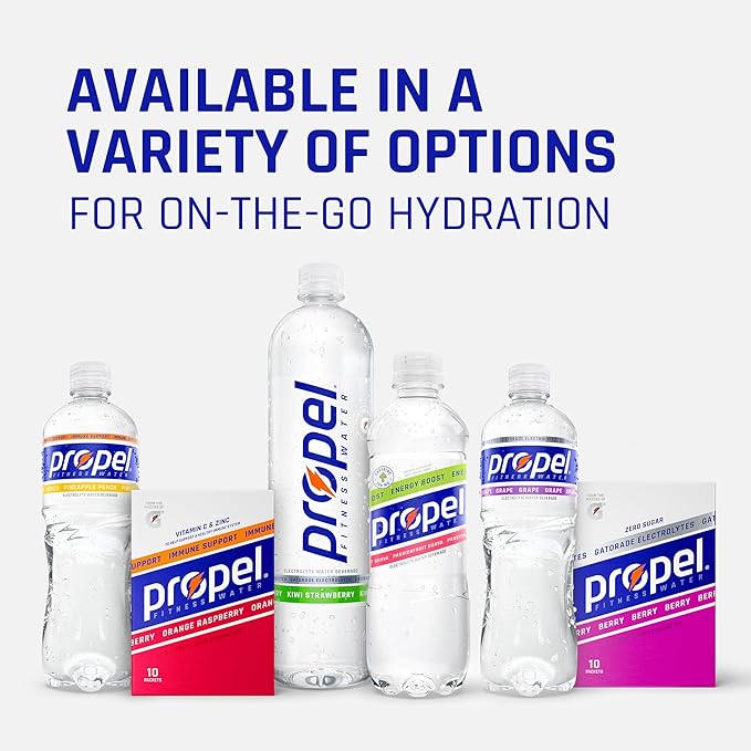 Propel Energy Boost Zero Calorie Flavored Water With Electrolytes and Caffeine, Blueberry Acai, 16.9 fl oz Bottles (12 Pack)