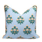 TIDEVERA Throw Pillow Cover Water Repellent Baby Blue Orange Floral 18x18