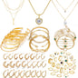 Women's Accessories - 36-Piece Gold Plated Jewelry Set Necklaces Bracelets Earrings Rings Gift