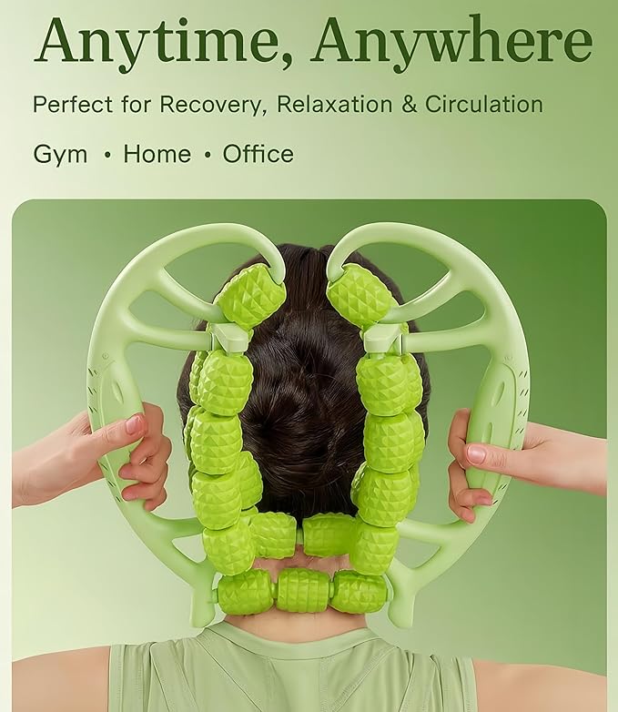 Deep Tissue Massage Roller for Legs Leg Massager Roller Thigh Massager PP 18-Wheel 9.45x10.24x4.33in Pink/Green for Home Fitness Muscle Recovery Men Women (18Wheels,Pink)
