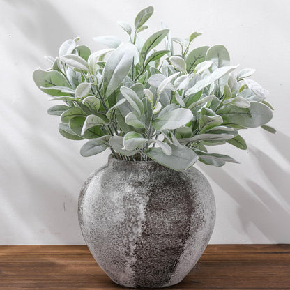 Giegxin 30 Pcs Artificial Flocked Lambs Ear Leaves 14.5" Gray Green