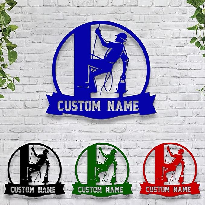 Personalized Electrician Metal Sign with LED Lights, Custom Electrician Metal Wall Art, Gift For Electrican, Wall Art Hanging Home Decor Birthday Xmas Gift