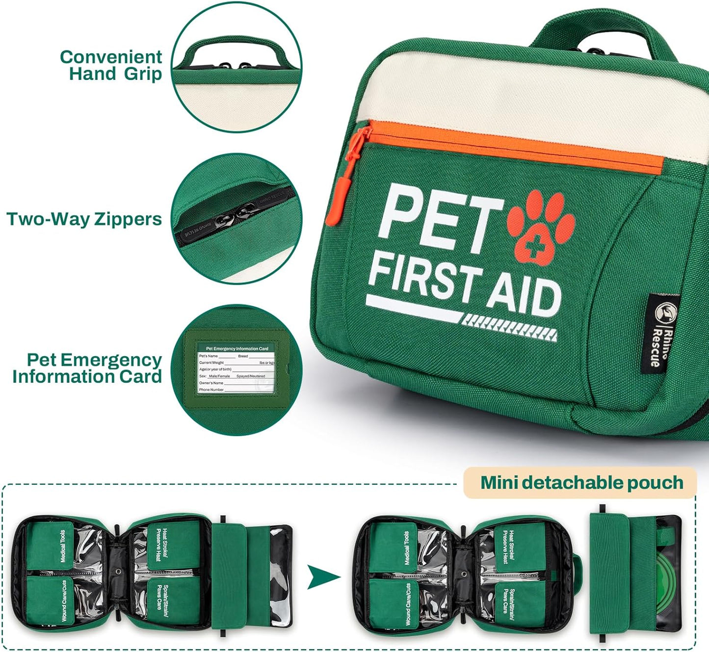 RHINO RESCUE Bundle - Pet First Aid Kit+ First Aid Kit for Home