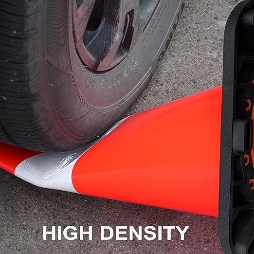 OrangeStar 18" Traffic Cones 6-Pack with Weighted Rubber Base, 6" Reflective Collar, Orange Safety Cones for Parking Lot, Road Construction, Warehouse, Highway, Weatherproof PVC