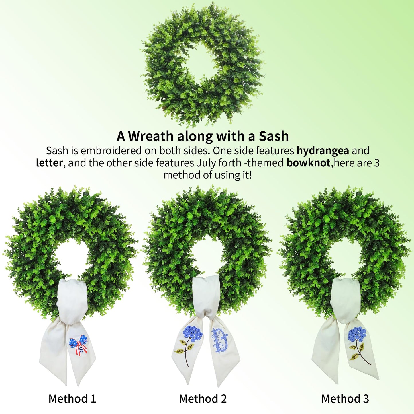 Personalized Boxwood Wreath 20" Front Door Farmhouse Porch Decor Monogram