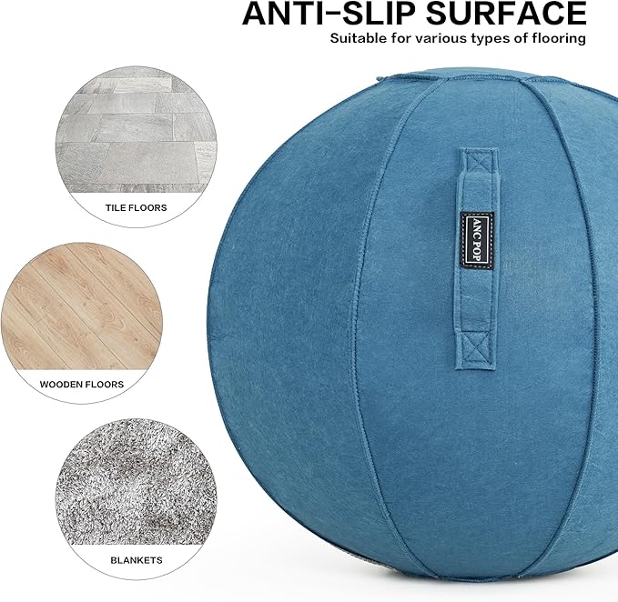 Yoga Ball Exercise Ball, Anti Slip Stability Ball Chair, 25” Heavy Duty Large Gym Ball for Fitness, Balance and Core Workout with Cover, Easy Clean