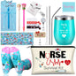 Hotop Nurse Appreciation Gift Set 19 Pcs Makeup Bag Badge Reel Wine Tumbler