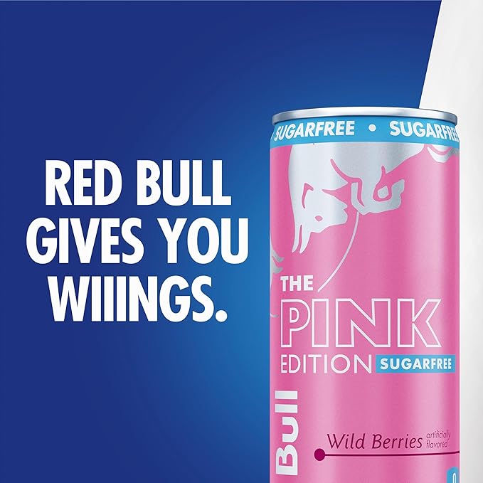 Red Bull Pink Edition Sugar Free Energy Drink, Wild Berries, 12 fl. z., Case of 24 cans, with 114mg Caffeine, Taurine & B Vitamins