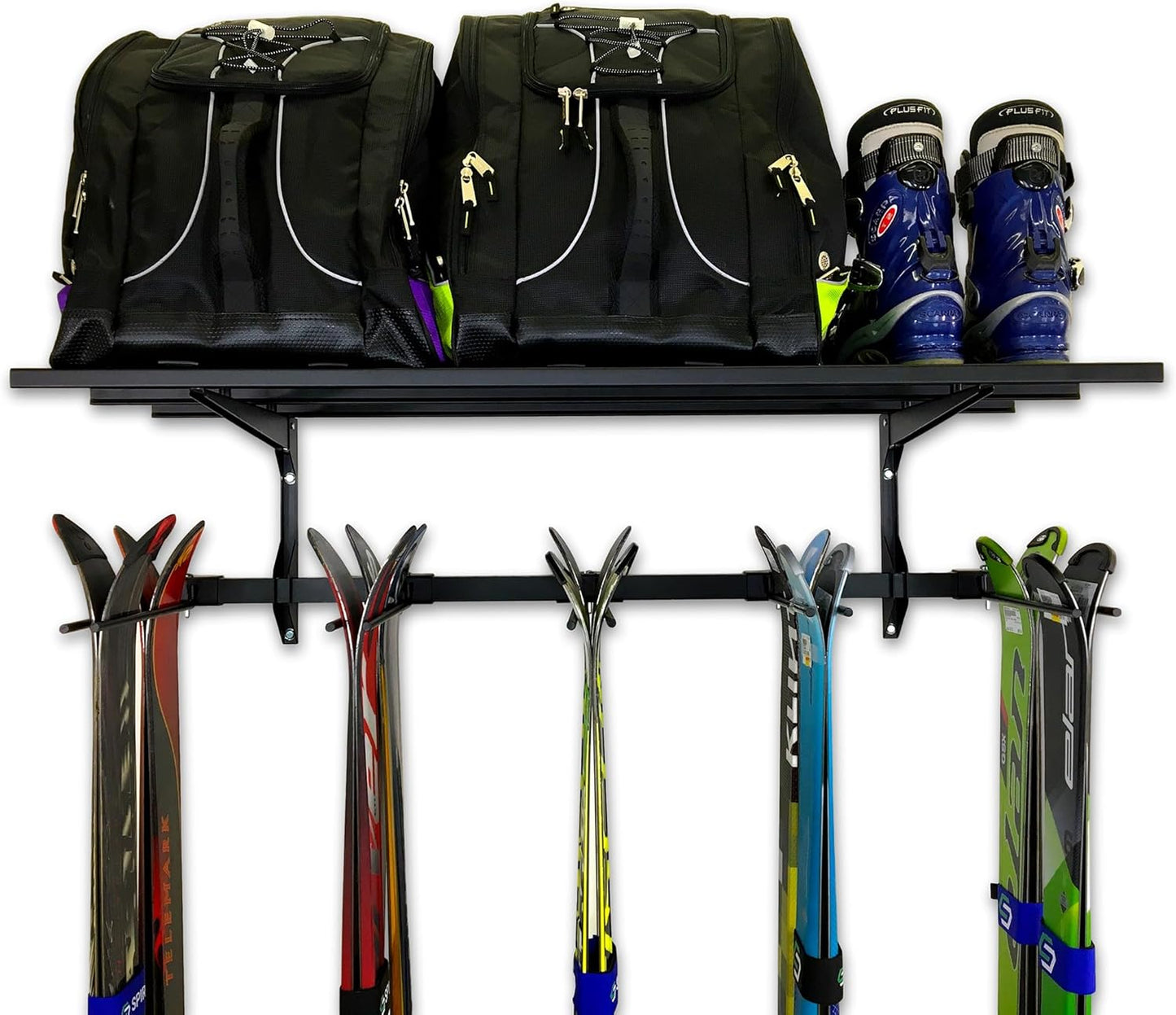 Solitude Ski Solid Shelf | Adjustable Wall Storage System | Holds 10 Pairs of Skis