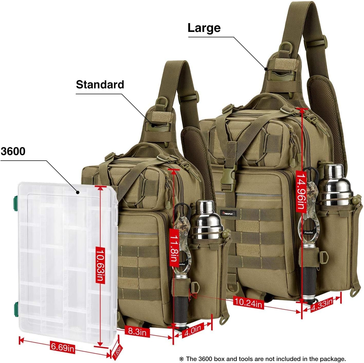 Piscifun Fishing Backpack with Rod Holder, Lightweight Sling Bag Storge Gear and Equipment